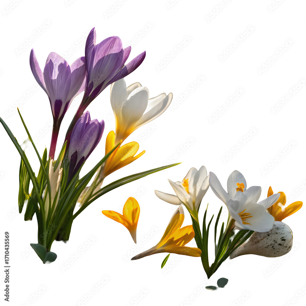 Fototapeta premium crocuses-of-different-colors-bloom- (1)