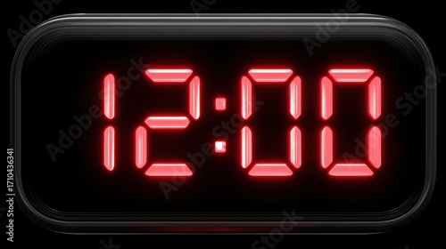 Digital Clock Display Showing Bright Red Numbers at Midnight