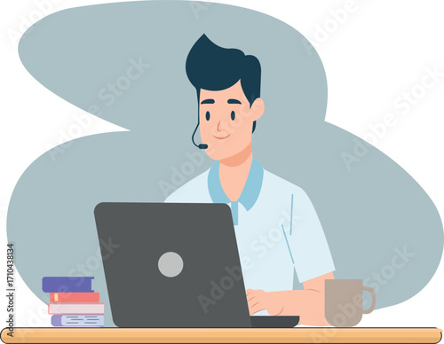 Work from home vector flat cartoon illustration