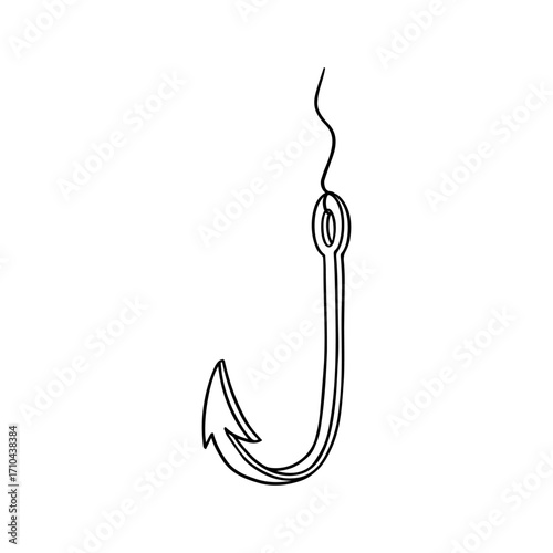 Fishing hook. Fish hook with line. Vector illustration on white background