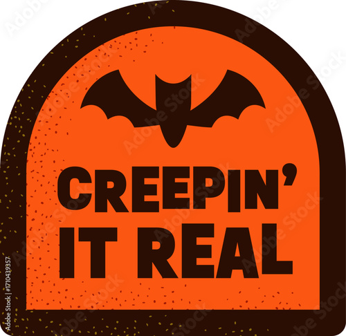 Creepin’ It Real Tombstone Sticker Halloween Vector Illustration
