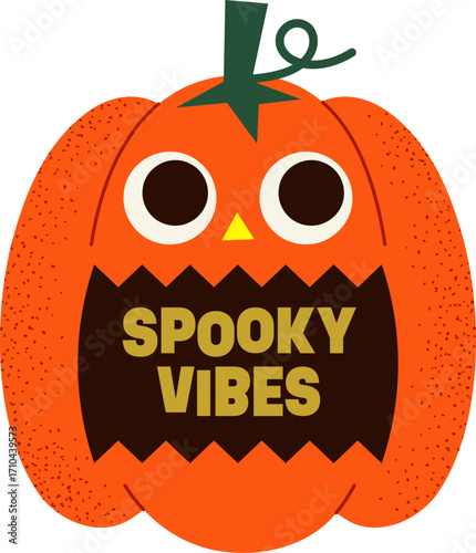 Halloween Pumpkin Jack-o-Lantern Illustration with Spooky Vibes Text