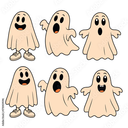 Halloween Funny and Spooky Ghost Illustrations