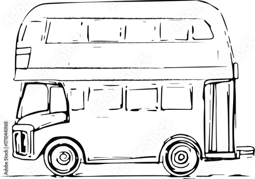 Double Decker Bus Illustration – Vintage Public Transport Sketch