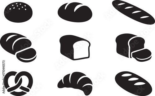Coffee Bean and Pretzel Icon Set