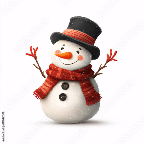 Wallpaper Mural A smiling snowman with a carrot nose and a cozy red scarf, designed in a minimalistic cartoon style to capture the essence of winter joy and Christmas fun. Torontodigital.ca