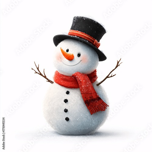 Wallpaper Mural A smiling snowman with a carrot nose and a cozy red scarf, designed in a minimalistic cartoon style to capture the essence of winter joy and Christmas fun. Torontodigital.ca