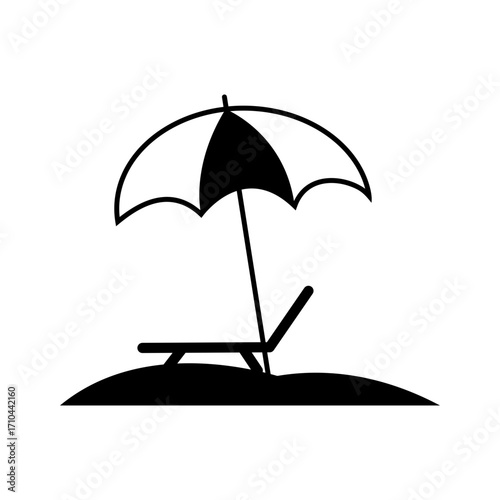 beach chair and umbrella vector
