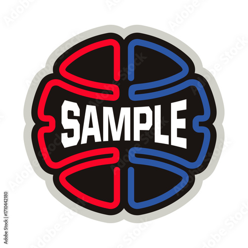 Sample Basketball Logo with Red Blue and Black Colors
