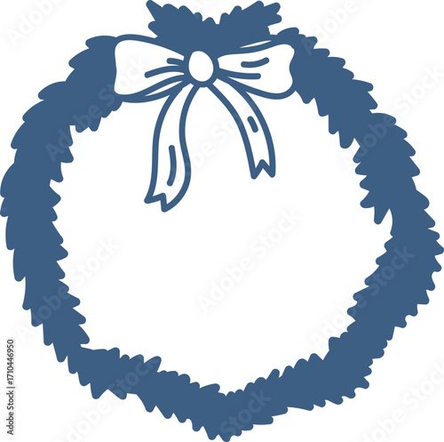 Christmas Wreath with Ribbon Sketch