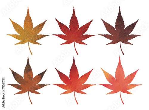 水彩の紅葉アイコンセット