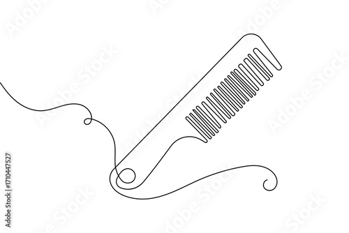 Hair comb outline vector isolated in continuous one line drawing minimalist elegant simple design
