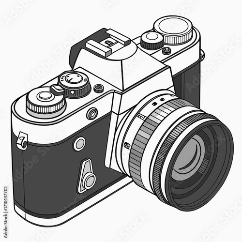 Vintage camera, perfect for photography enthusiasts, retro designs, historical projects, and classic illustrations