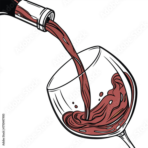 red wine pouring into glass
