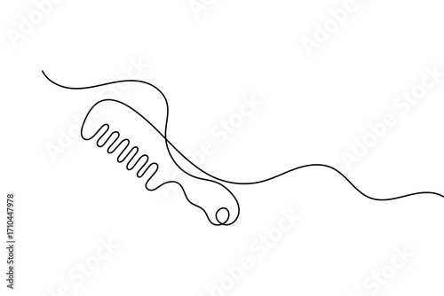 Hair comb outline vector isolated in continuous one line drawing minimalist elegant simple design

