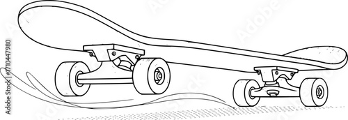 skateboard line art silhouette vector illustration
