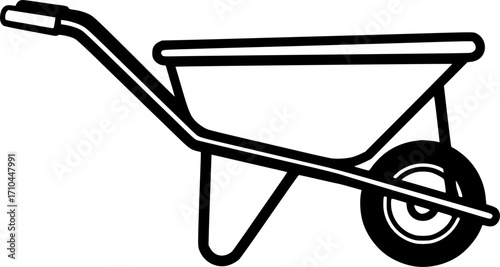 wheel barrow line art silhouette vector illustration
