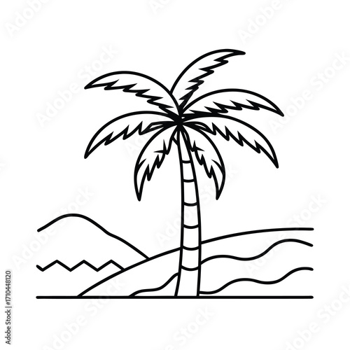 palm tree with landscape vector illustration