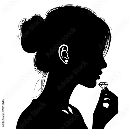 Woman Silhouette with Diamond