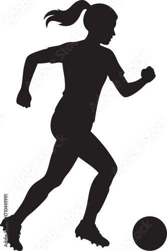 Silhouette of female soccer player