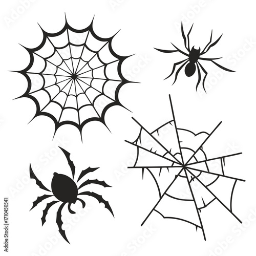 Spider web and spider silhouettes, perfect for halloween decorations, spooky designs, or arachnidthemed projects, creating a creepy atmosphere