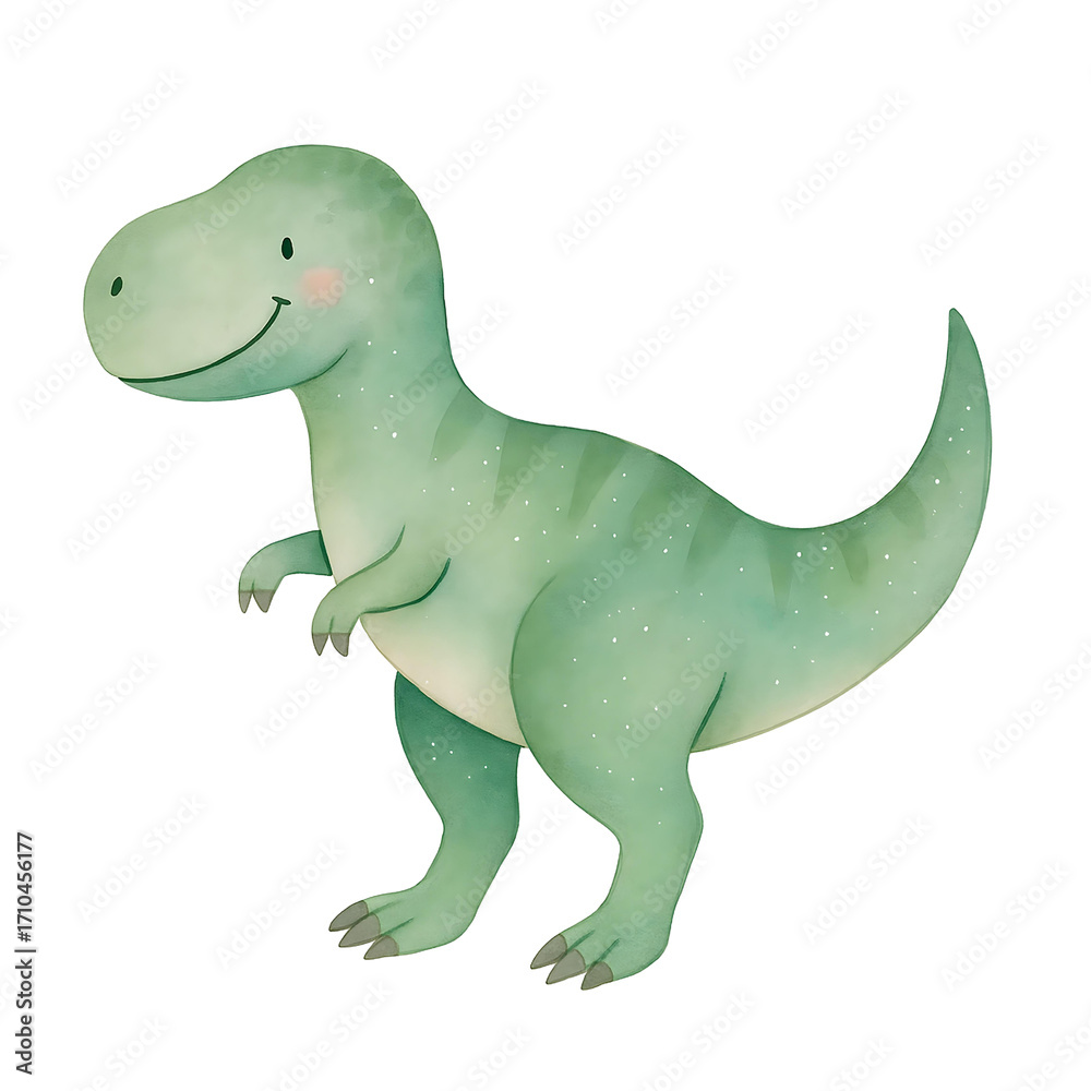 Obraz premium Cute watercolor dinosaur cartoon illustration isolated on white background