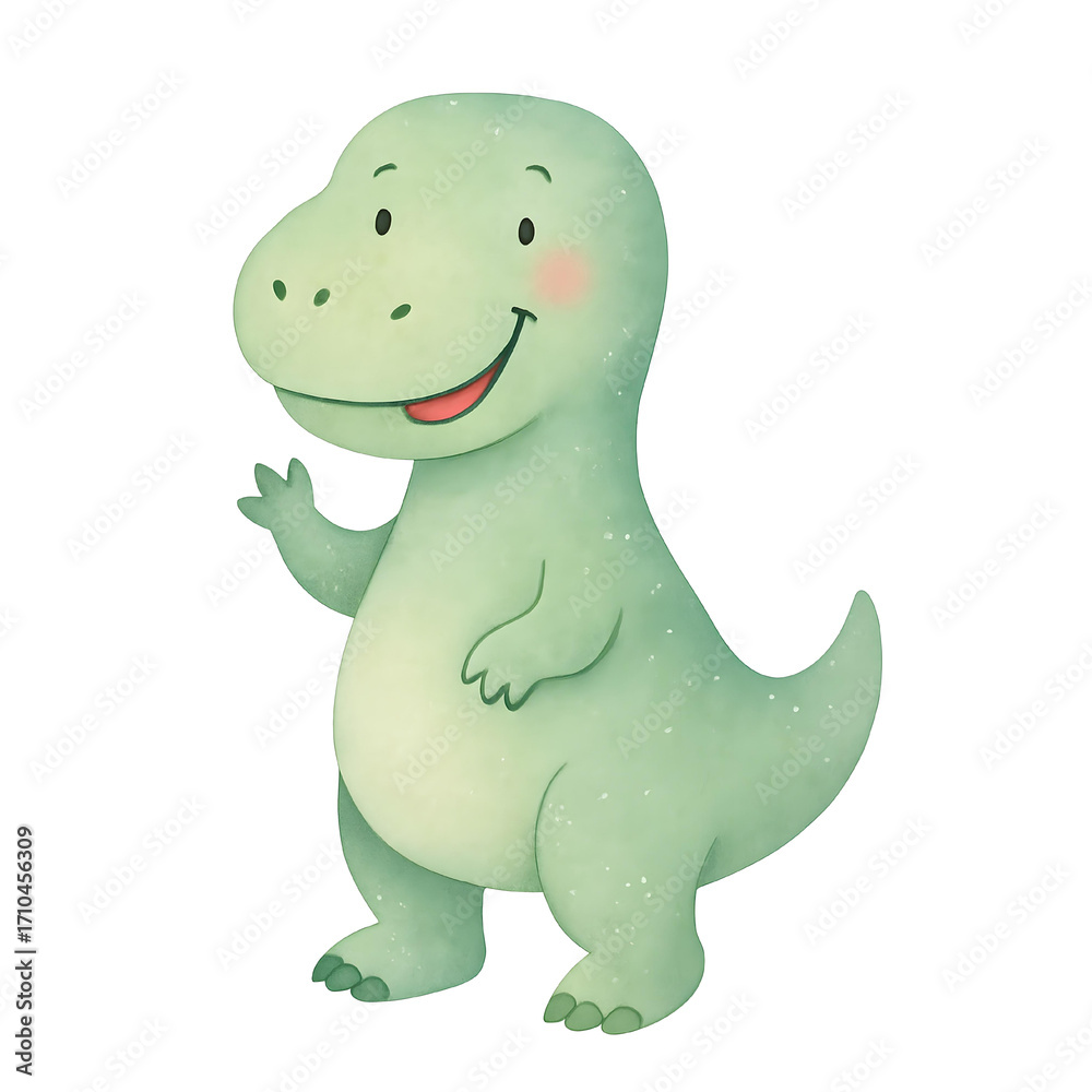 Naklejka premium Cute watercolor dinosaur cartoon illustration isolated on white background