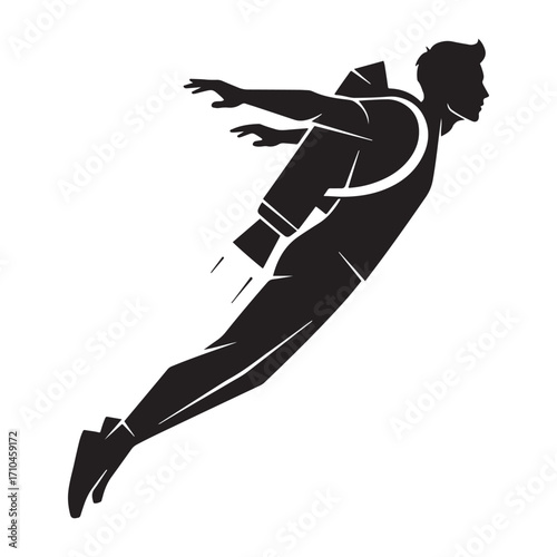 Jetpack Flying Man Silhouette