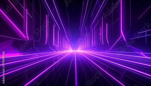 Fototapeta Naklejka Na Ścianę i Meble -  Futuristic tunnel with vibrant neon lines