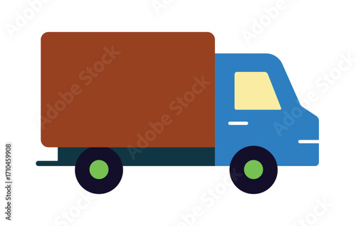 Colorful cargo truck illustration symbolizing shipping, delivery, and transportation services.