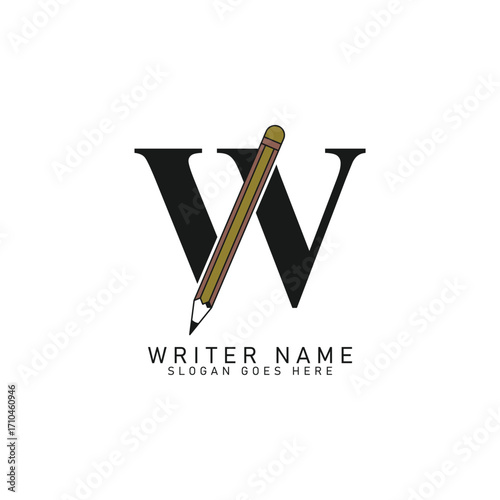 Letter W Pencil Logo Design. Alphabet W Lead Pencil Icon