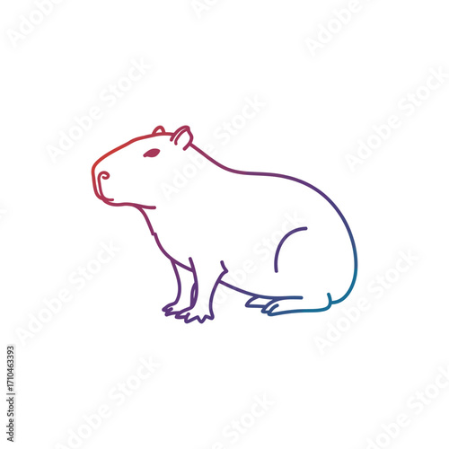capybara outline illustration sitting calmly a minimalist design element in vibrant hues perfect for childrens book illustration
