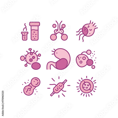 digestive system icons set of organs and disease concept showing gastrointestinal illness and health issues