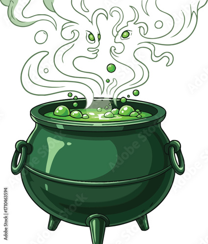 Brew a spooky potion, ghosts rise from a bubbling cauldron