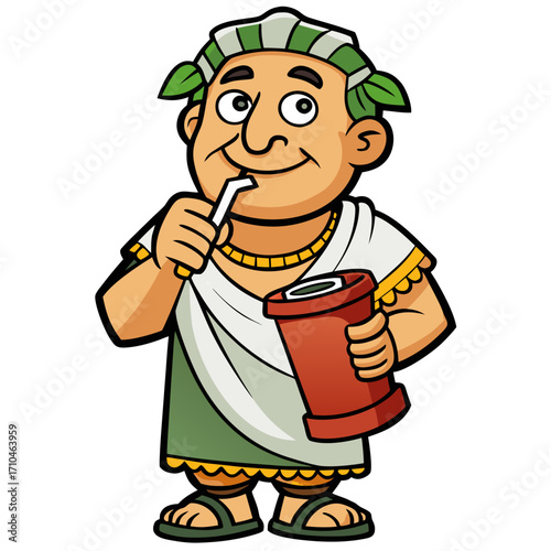 Cartoon roman emperor with drink illustration vector art for graphic design and creative projects use now