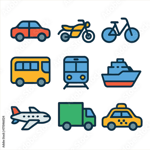 car, motorcycle, bike, bus, train, ship, plane, truck, taxi