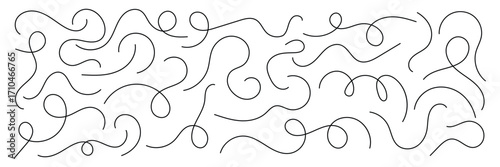 Curvy abstract squiggles collection. Vector swirl lines. Thin line squiggle wavy shapes. Wavy line pattern with curvy abstract squiggles.