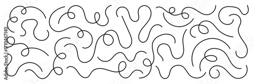Curvy abstract squiggles collection. Vector swirl lines. Thin line squiggle wavy shapes. Wavy line pattern with curvy abstract squiggles.