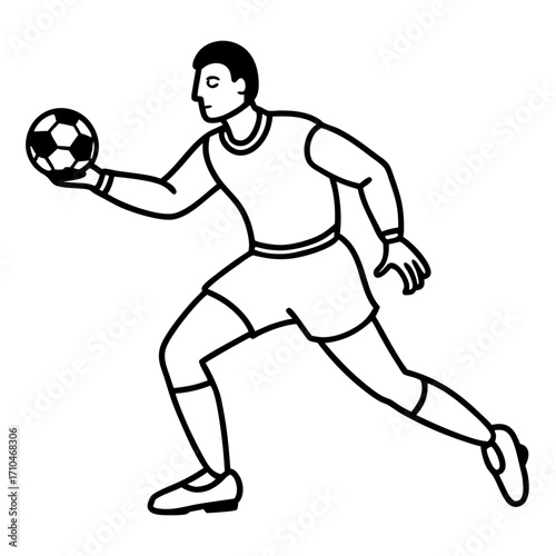 Goalkeeper Hand on Ball line art vector
