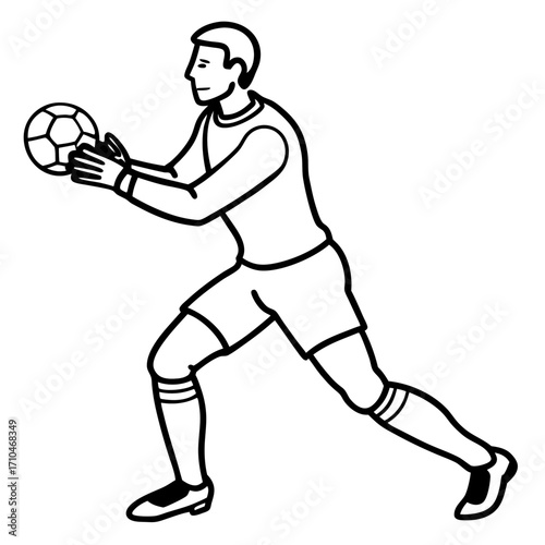 Goalkeeper Hand on Ball line art vector