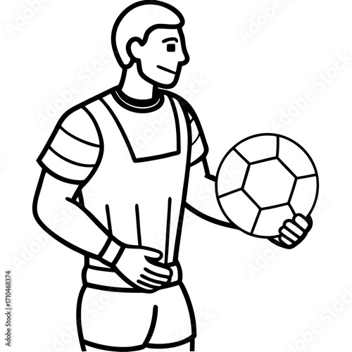 Goalkeeper Hand on Ball line art vector