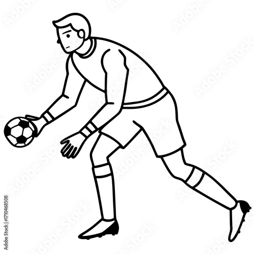 Goalkeeper Hand on Ball line art vector