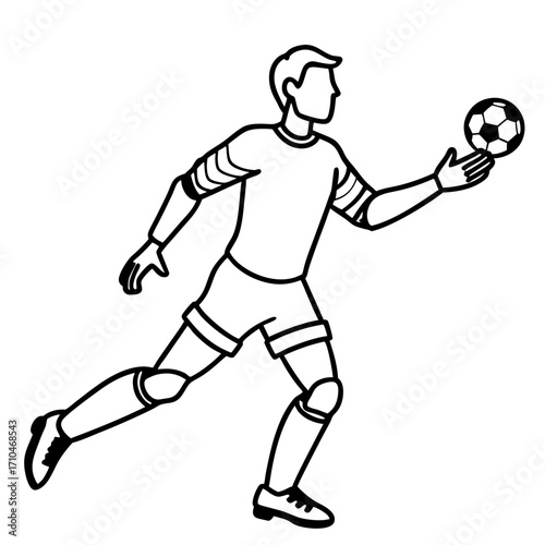 Goalkeeper Hand on Ball line art vector
