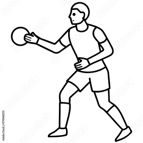 Goalkeeper Hand on Ball line art vector