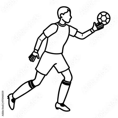 Goalkeeper Hand on Ball line art vector