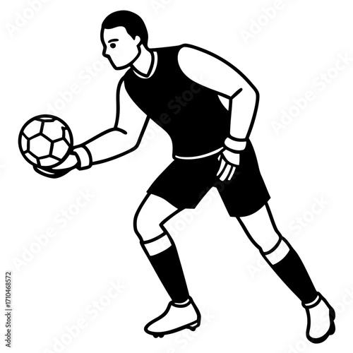 Goalkeeper Hand on Ball line art vector