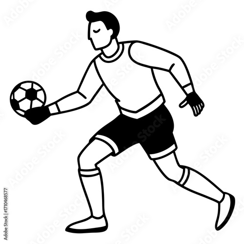 Goalkeeper Hand on Ball line art vector