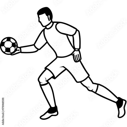 Goalkeeper Hand on Ball line art vector