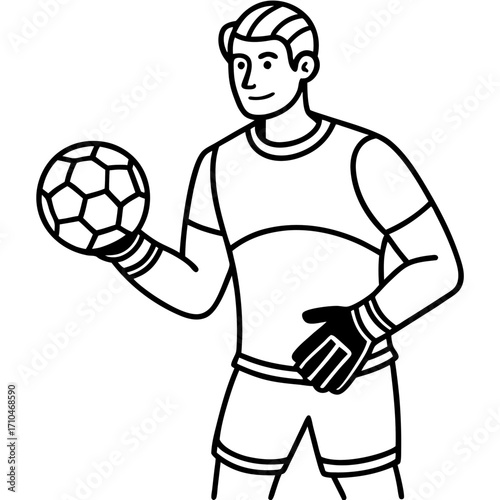 Goalkeeper Hand on Ball line art vector