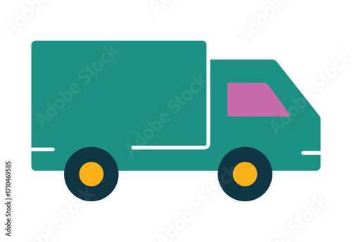 Modern flat design delivery truck icon. Colorful illustration for shipping and logistics services.